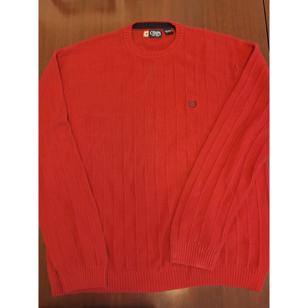 Chaps Men's XXL  Red Crew Neck Cotton Knit Sweater